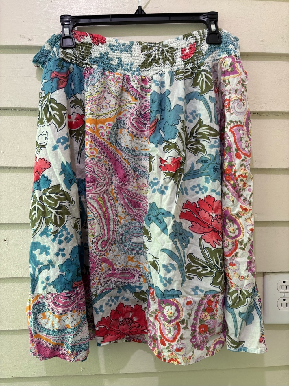 🔥5 for $25🔥 Cottagecore Boho Floral Patchwork Smocked Elastic Waist Skirt - Picture 3 of 6